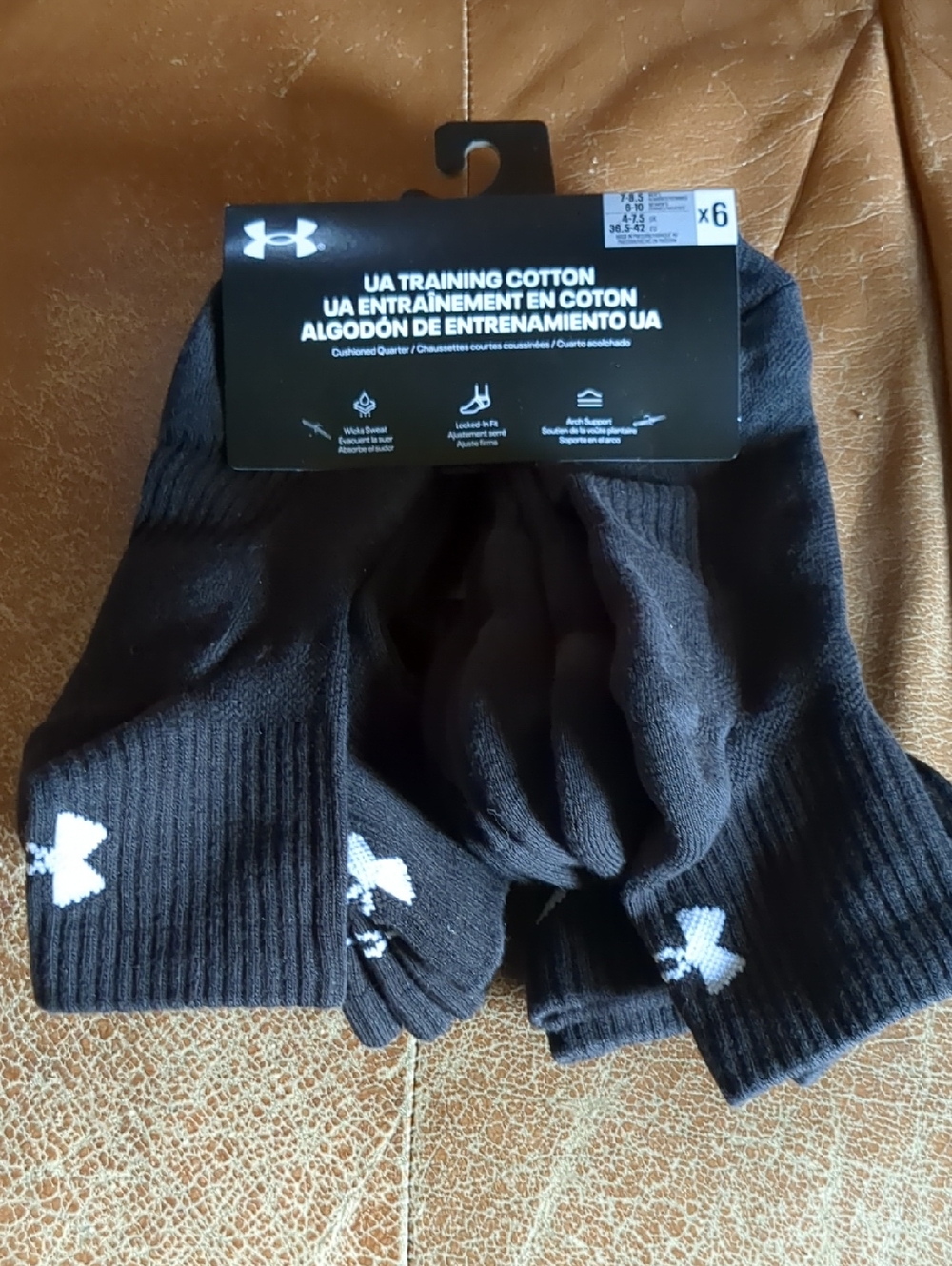 Under Armour Black Athletic Crew Socks with White Logo (6-Pack)